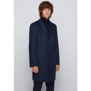 BOSS HUGO BOSS Mens Cashmere Wool Dark Blue Coat Size 38R